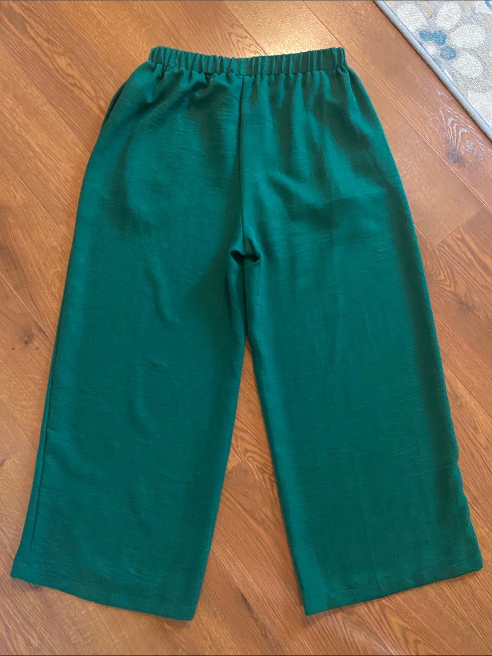 Women’s Elastic-Waist Wide Leg Pants - Emerald Green XL (size 12)